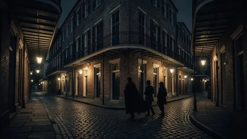 Jackson Square and St. Louis Cathedral at night in the French Quarter, the real New Orleans location central to Interview with the Vampire by Anne Rice